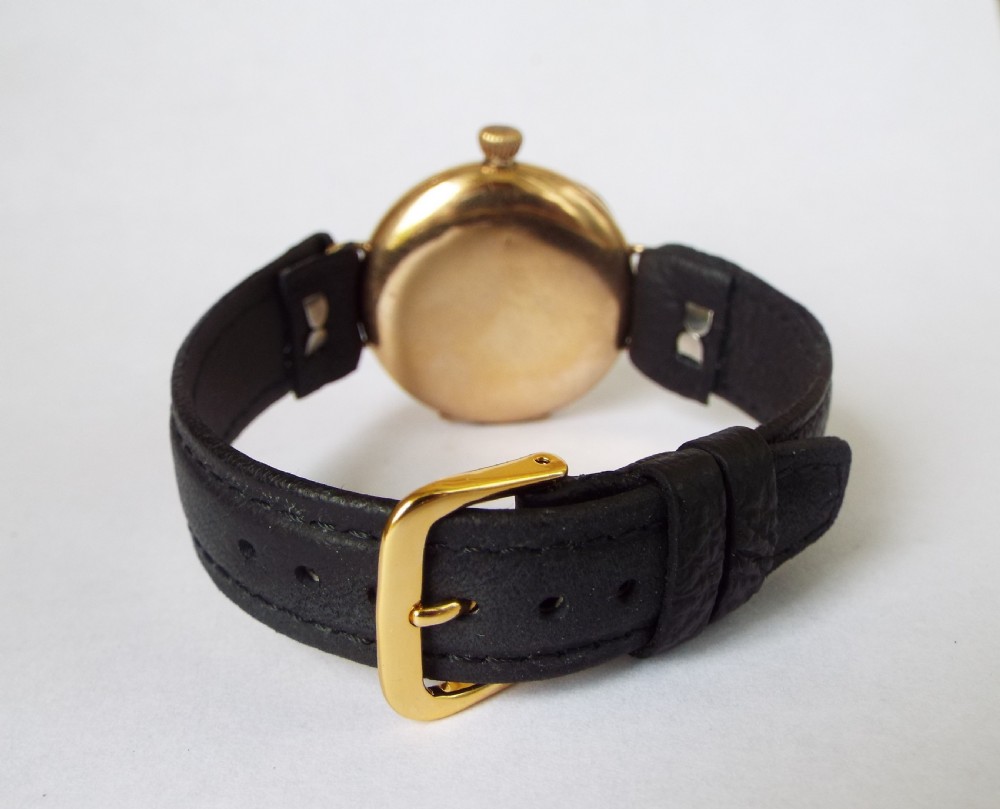 Antique 9ct gold trench watch, 1919 View V