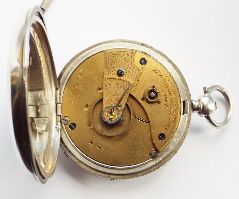 An antique silver Waltham Farringdon H pocket watch. View V