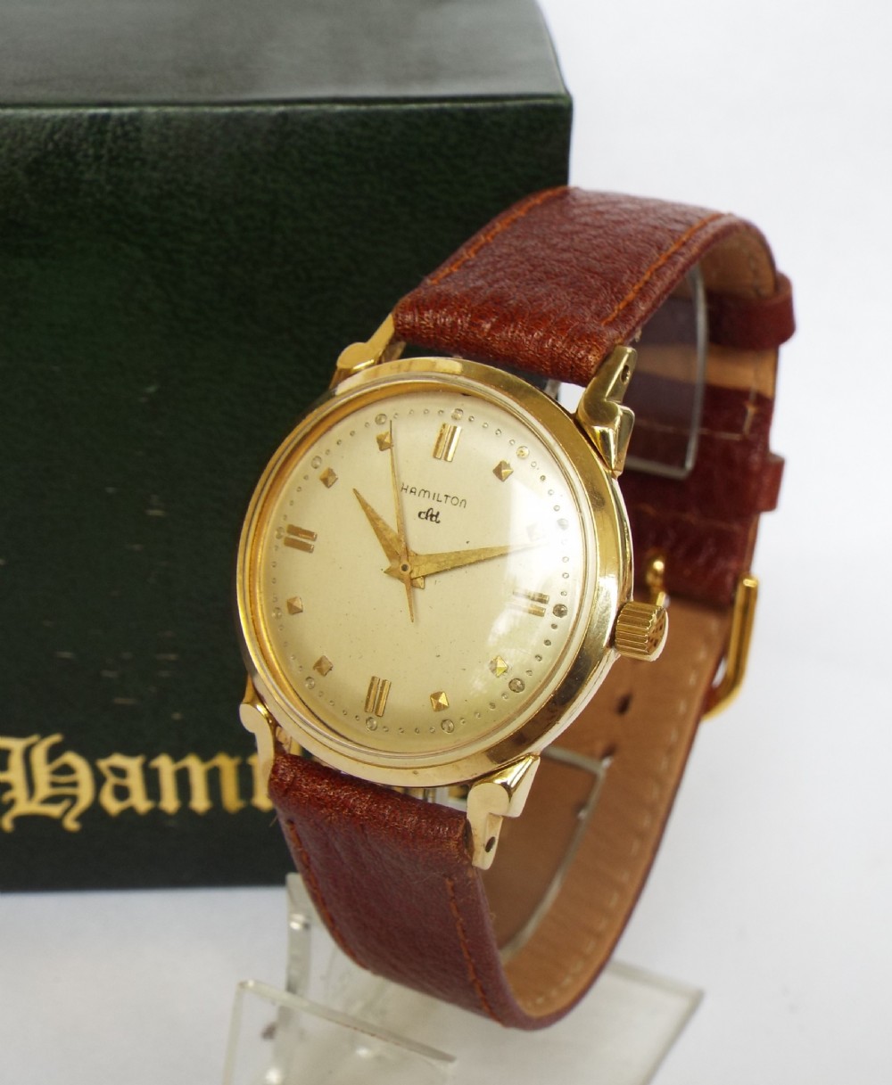 Gents boxed 14ct gold Hamilton Reardon “CLD” watch View V