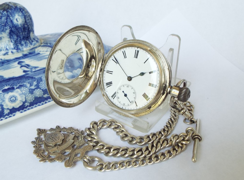Longines silver hunter watch for Thomas Russell