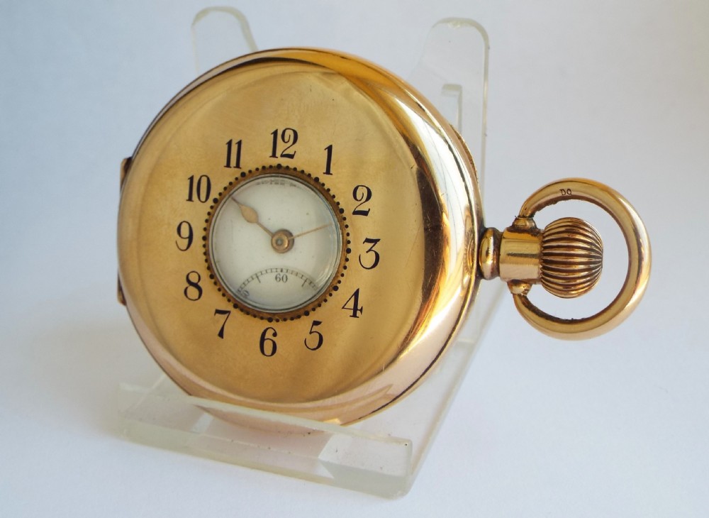 Antique Minerva half hunter pocket watch View II