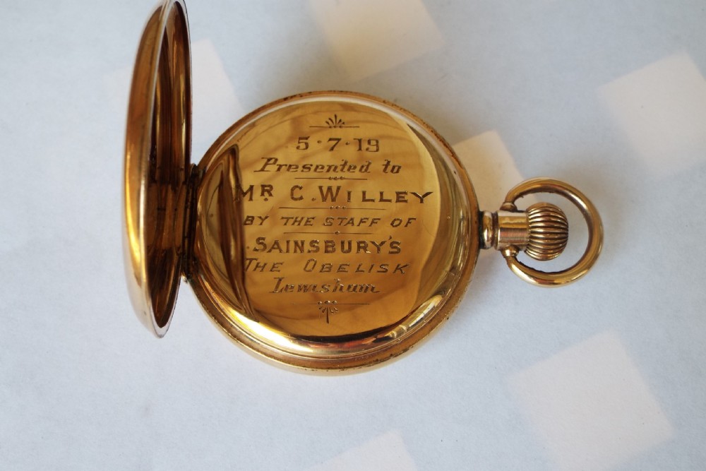 Antique Minerva half hunter pocket watch View IV