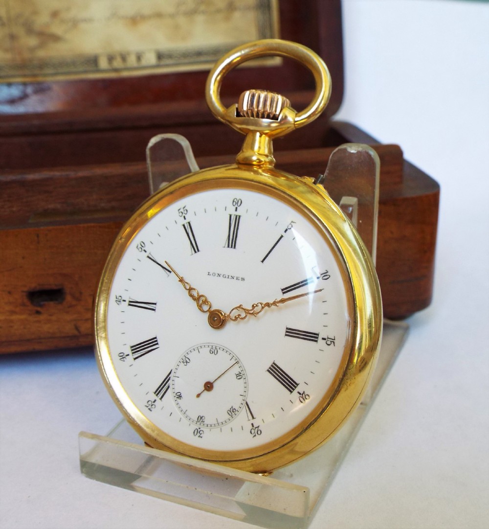 Antique silver gilt Longines pocket watch, 1895