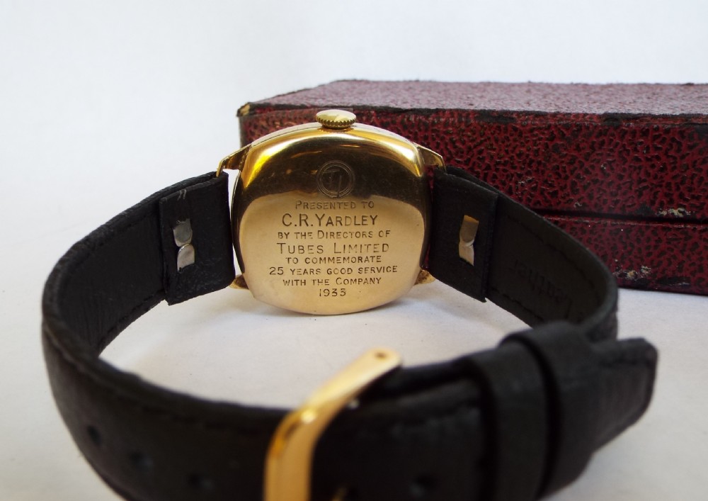 Gents boxed 9ct gold watch from J W Benson, 1948 View IV