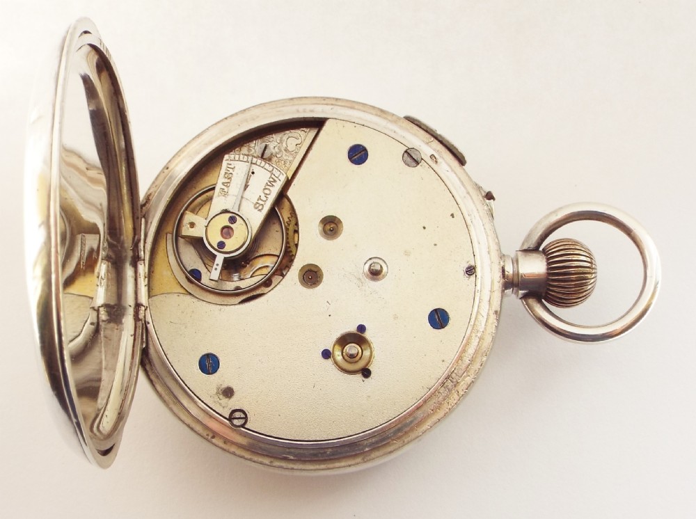 An antique silver centre seconds chronograph. View V