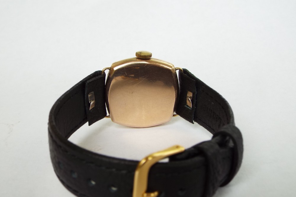 9ct gold Buren cushion cased wrist watch, 1930 View III