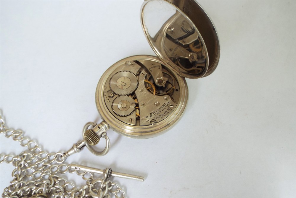 Waltham silver half hunter pocket watch and accoutrements View IV