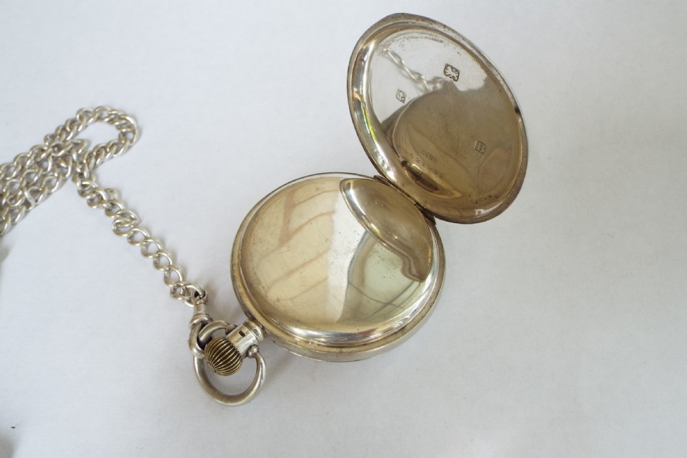 Waltham silver half hunter pocket watch and accoutrements View V