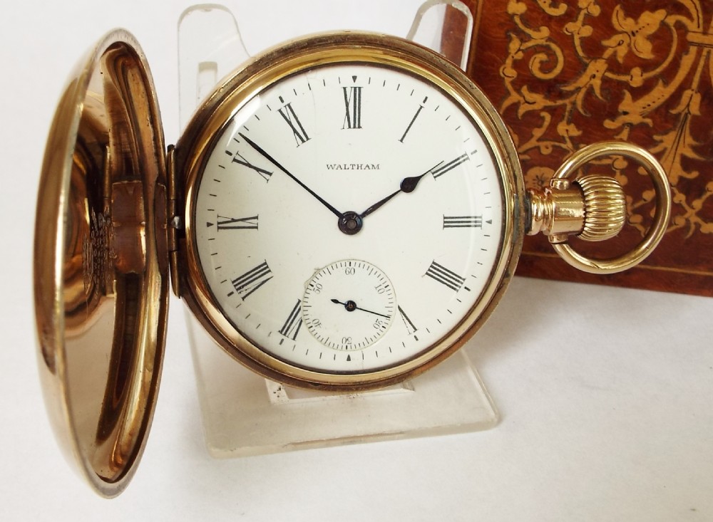 Antique 1902 Waltham Traveler full hunter pocket watch.
