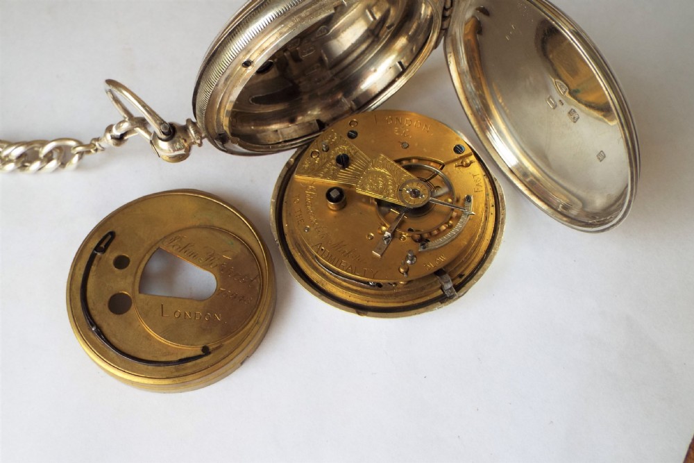 Antique silver John Forrest pocket watch and chain View II