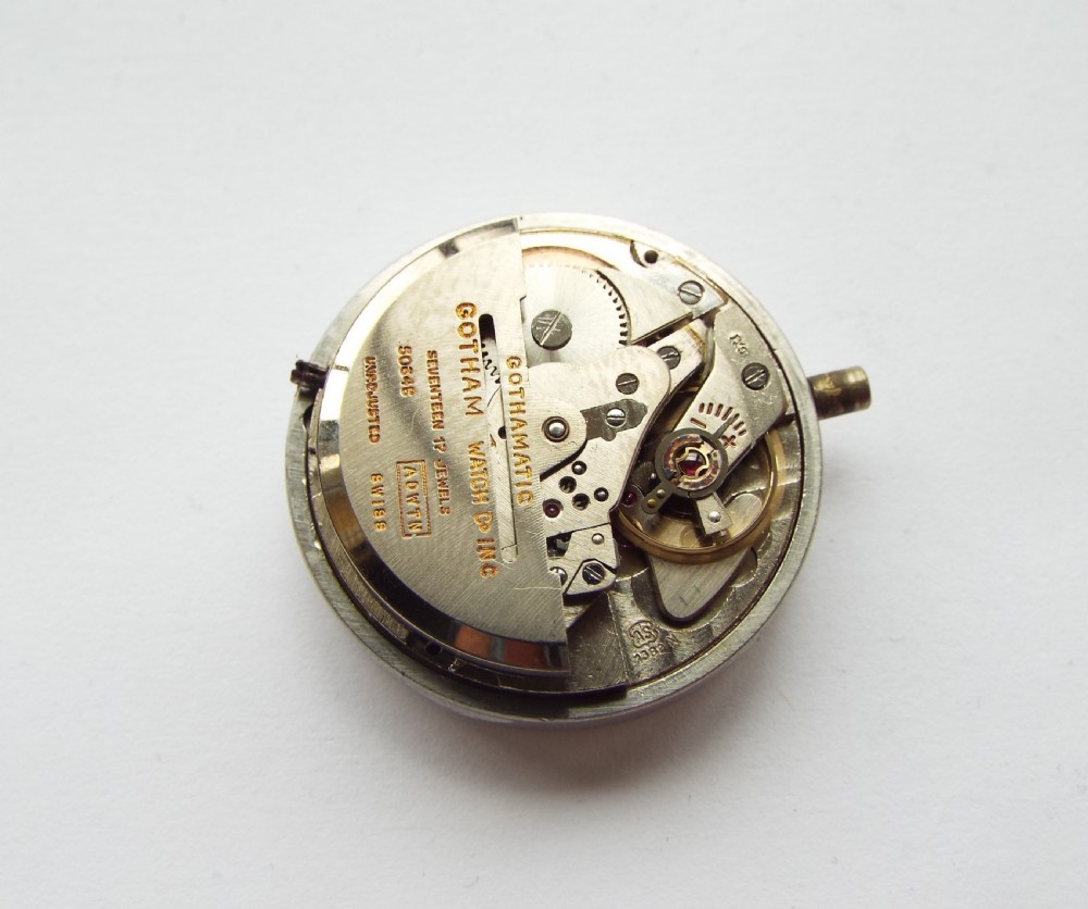 Gents 1950s Gothamatic wrist watch, power reserve View V