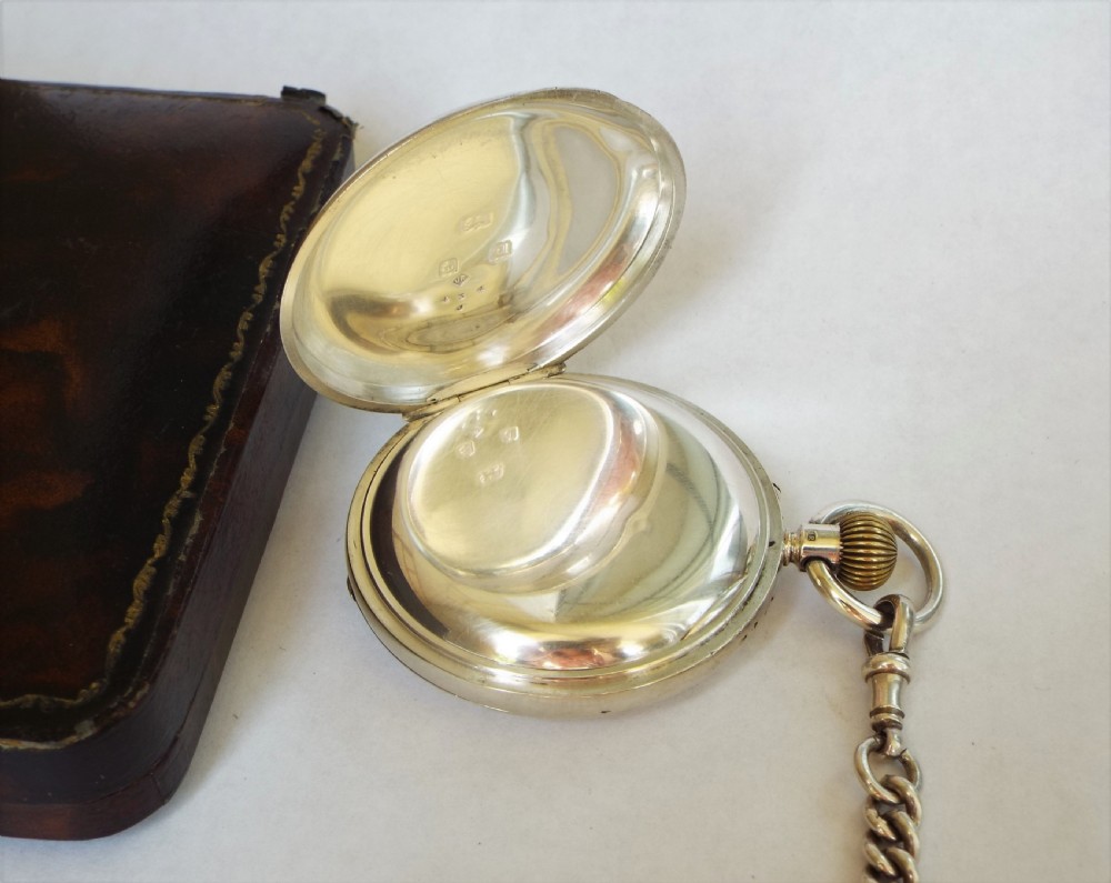 Antique Rotherhams silver hunter pocket & chain View IV