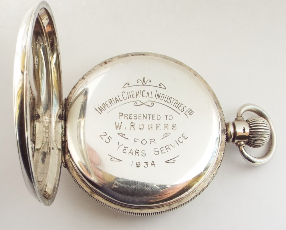 A silver 1930s Buren pocket watch. View V
