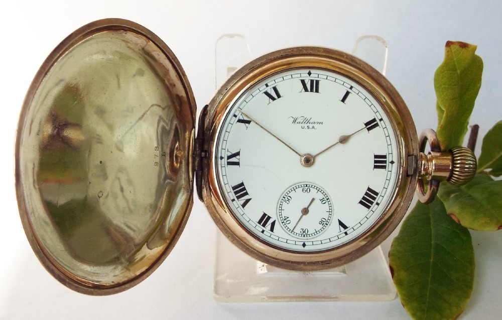 Antique 1900s Waltham full hunter pocket watch.