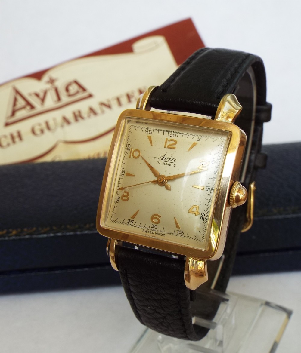 Gents boxed 1950s Avia wrist watch