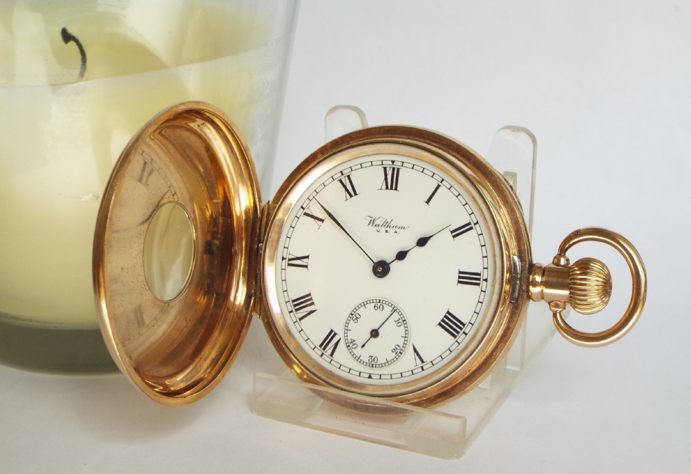 Antique Waltham half hunter pocket watch, 1919