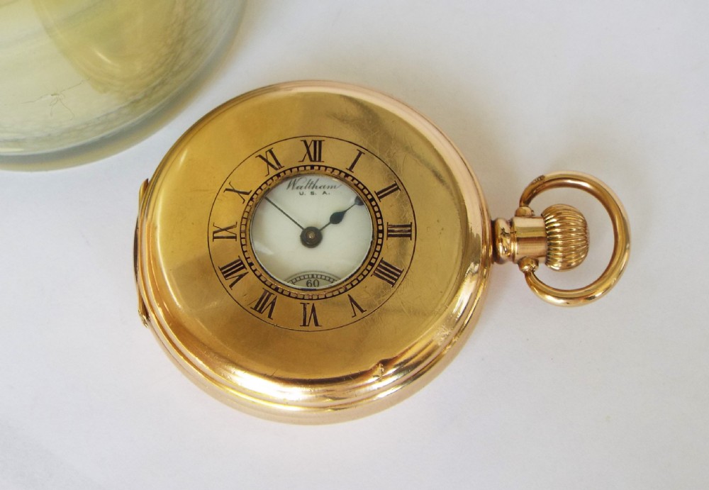 Antique Waltham half hunter pocket watch, 1919 View IV