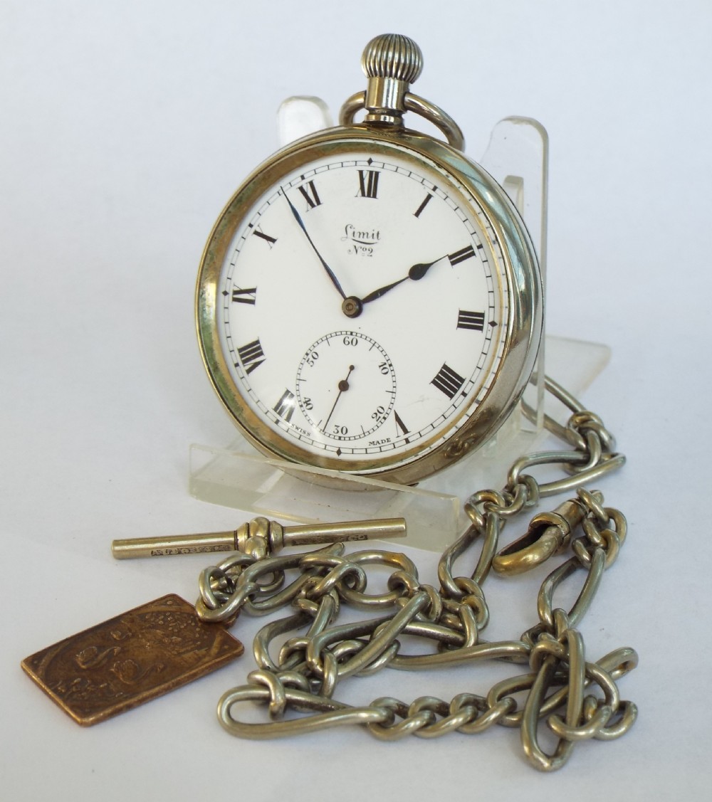 1930s Limit No 2 pocket watch and chain