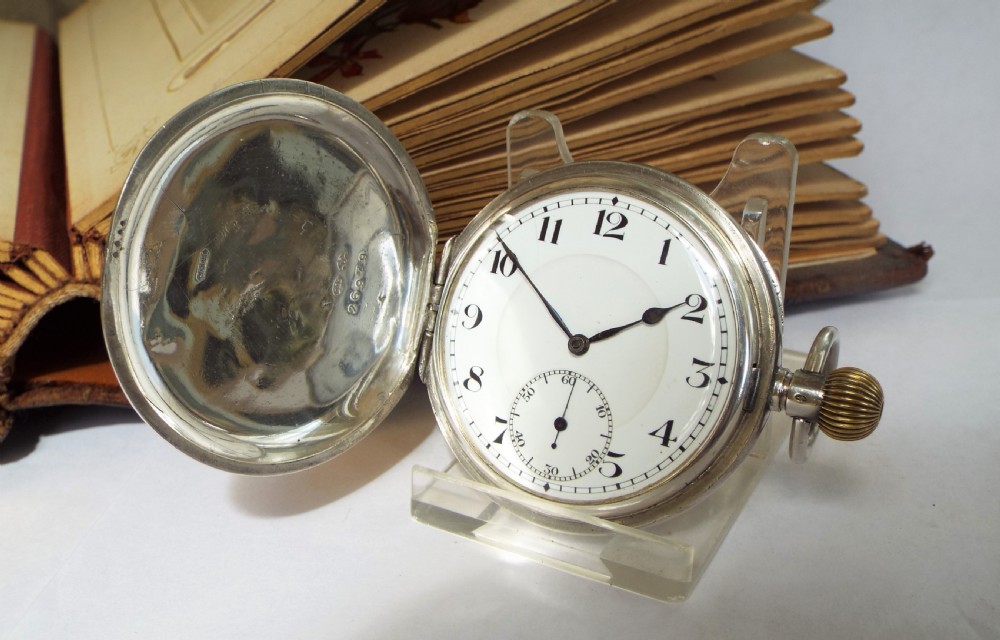Antique silver Syren hunter pocket watch, 1919