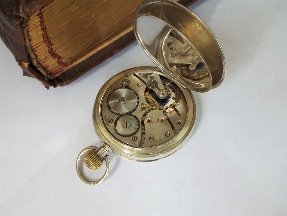 Antique silver Syren hunter pocket watch, 1919 View IV