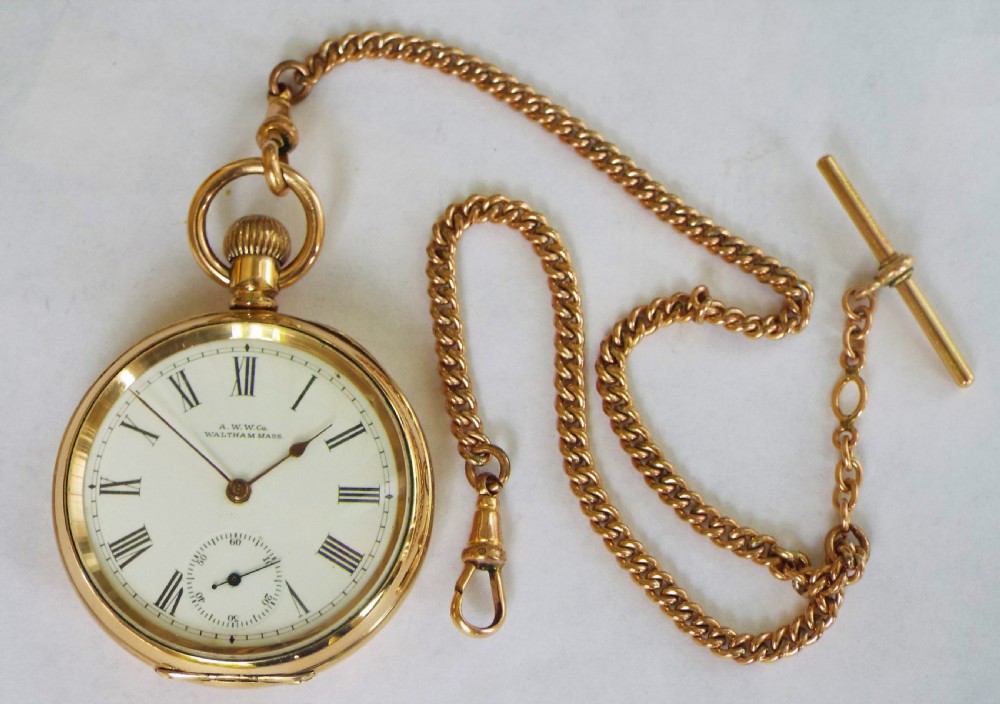 Antique 1906 Waltham pocket watch and chain