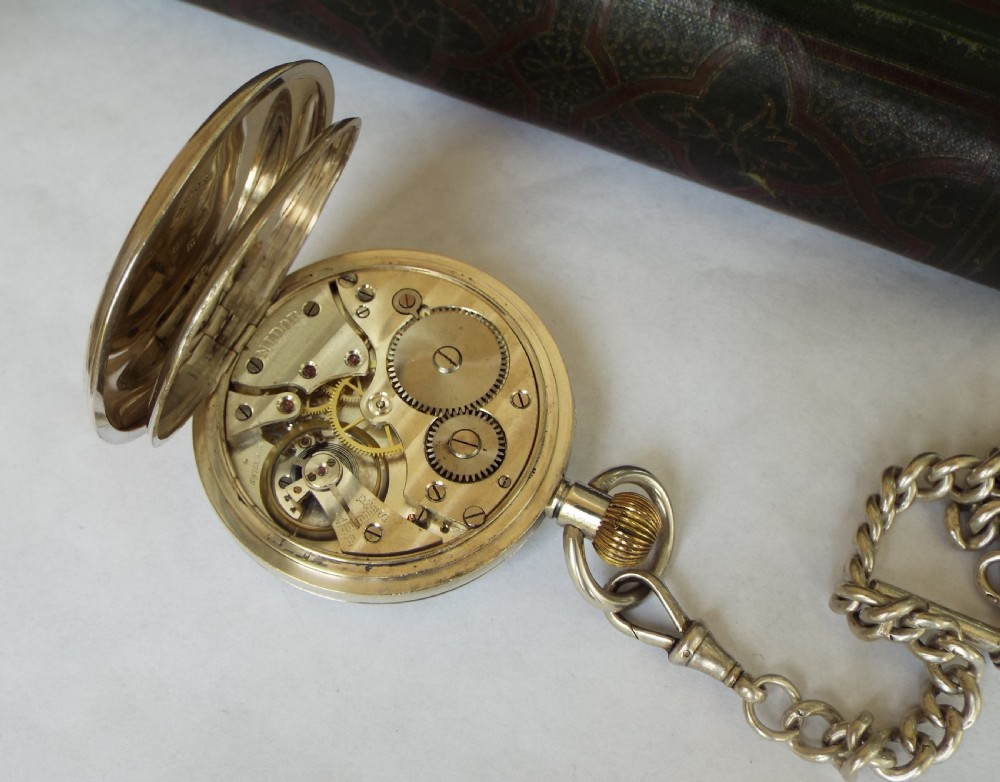 Antique silver Nidor pocket watch and chain View III
