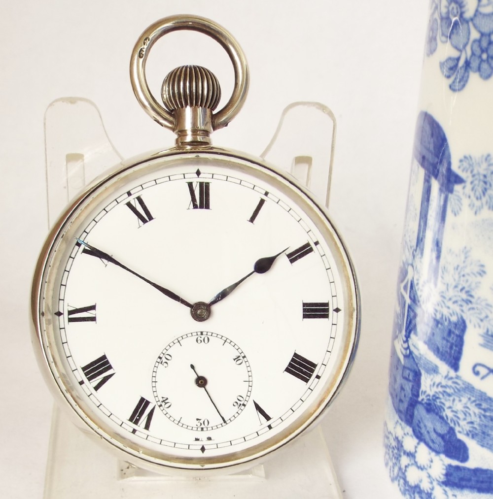 An antique silver pocket watch, 1918.