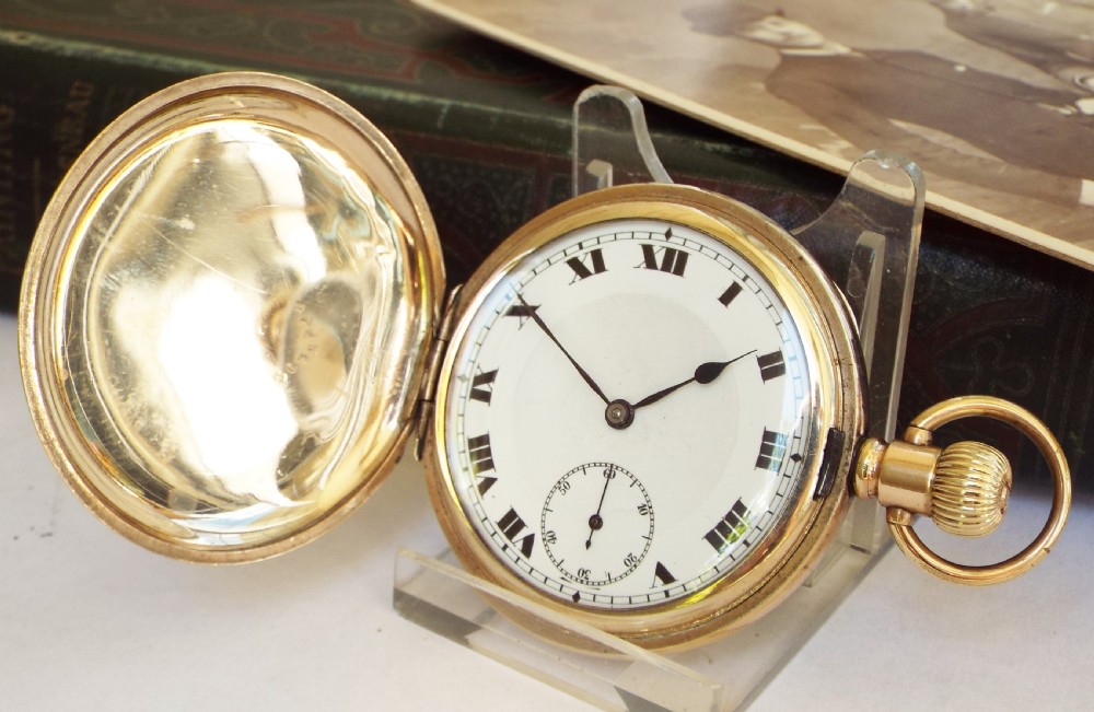 Antique 1920s Swiss full hunter pocket watch.