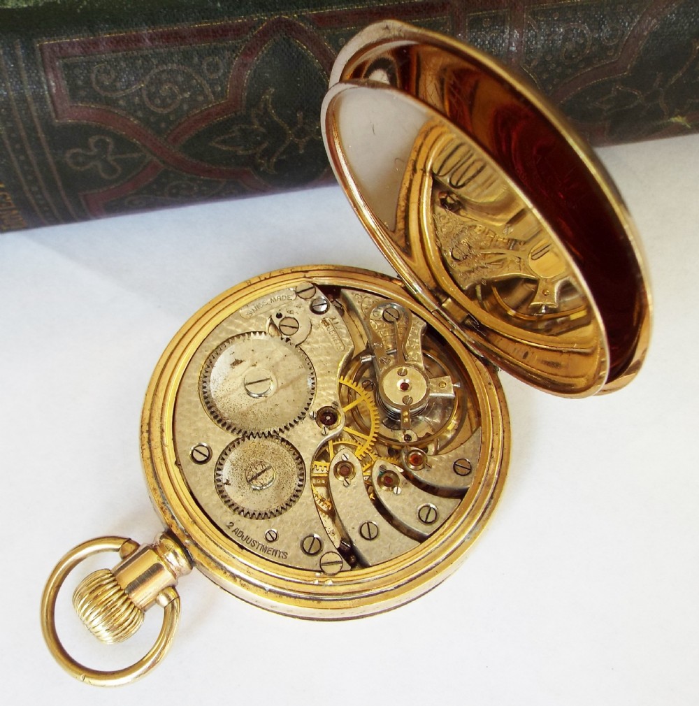 Antique 1920s Swiss full hunter pocket watch. View IV