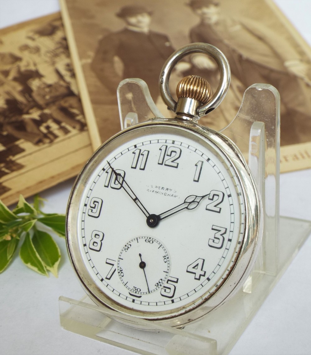 Antique silver Longines pocket watch, 1917