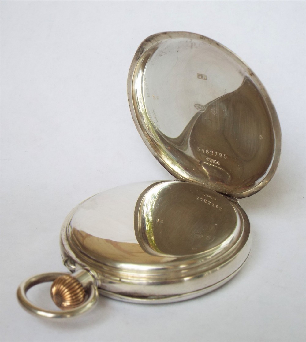 Antique silver Longines pocket watch, 1917 View III