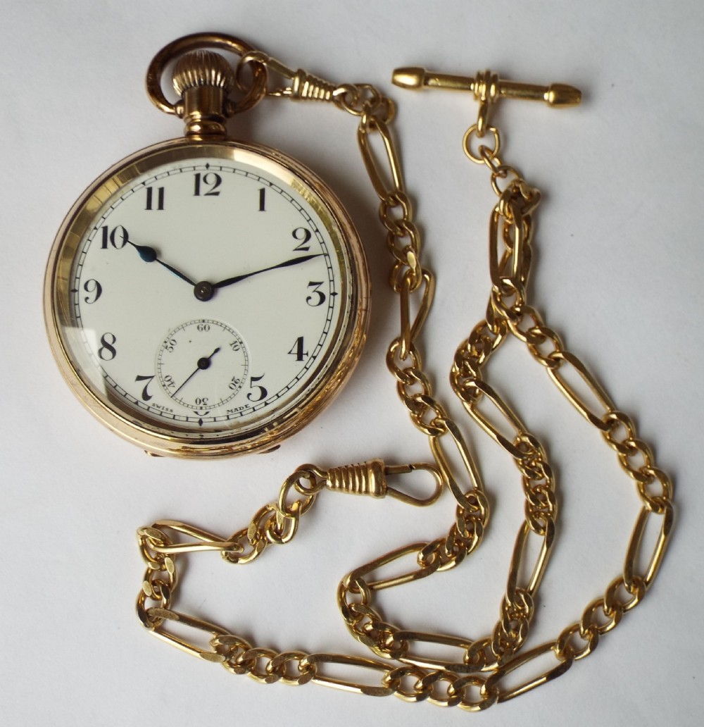1930s Cyma pocket watch and chain View II