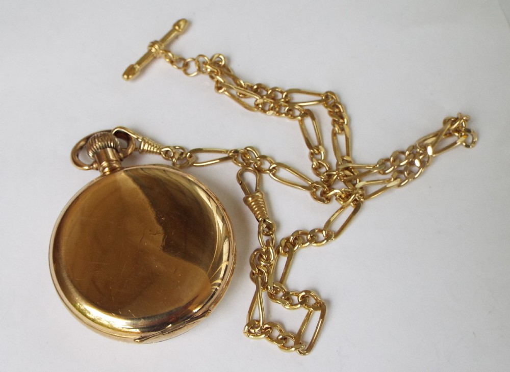 1930s Cyma pocket watch and chain View III