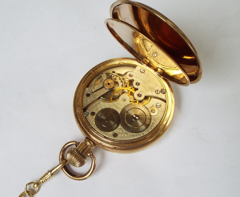 1930s Cyma pocket watch and chain View V