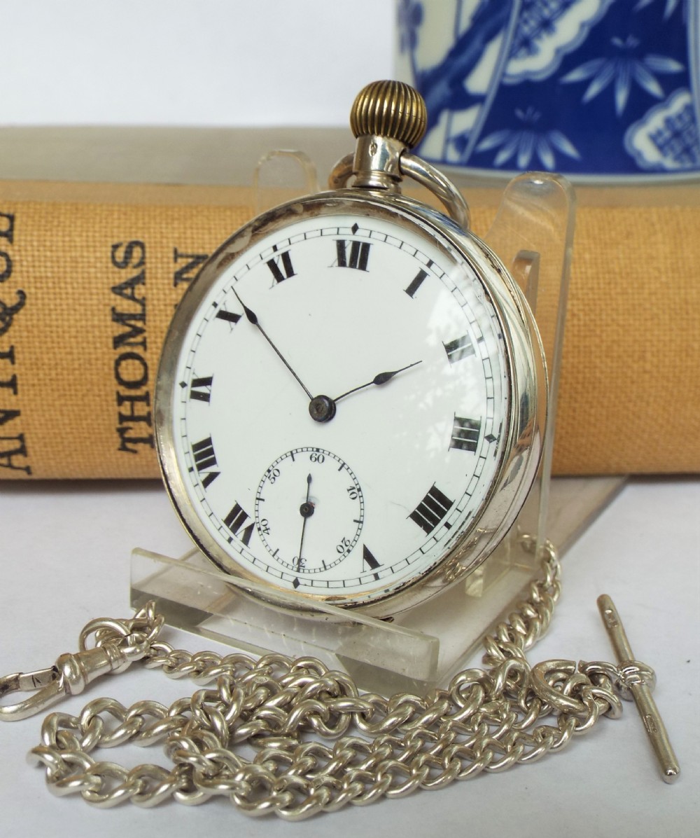 Antique silver Record pocket watch and albert