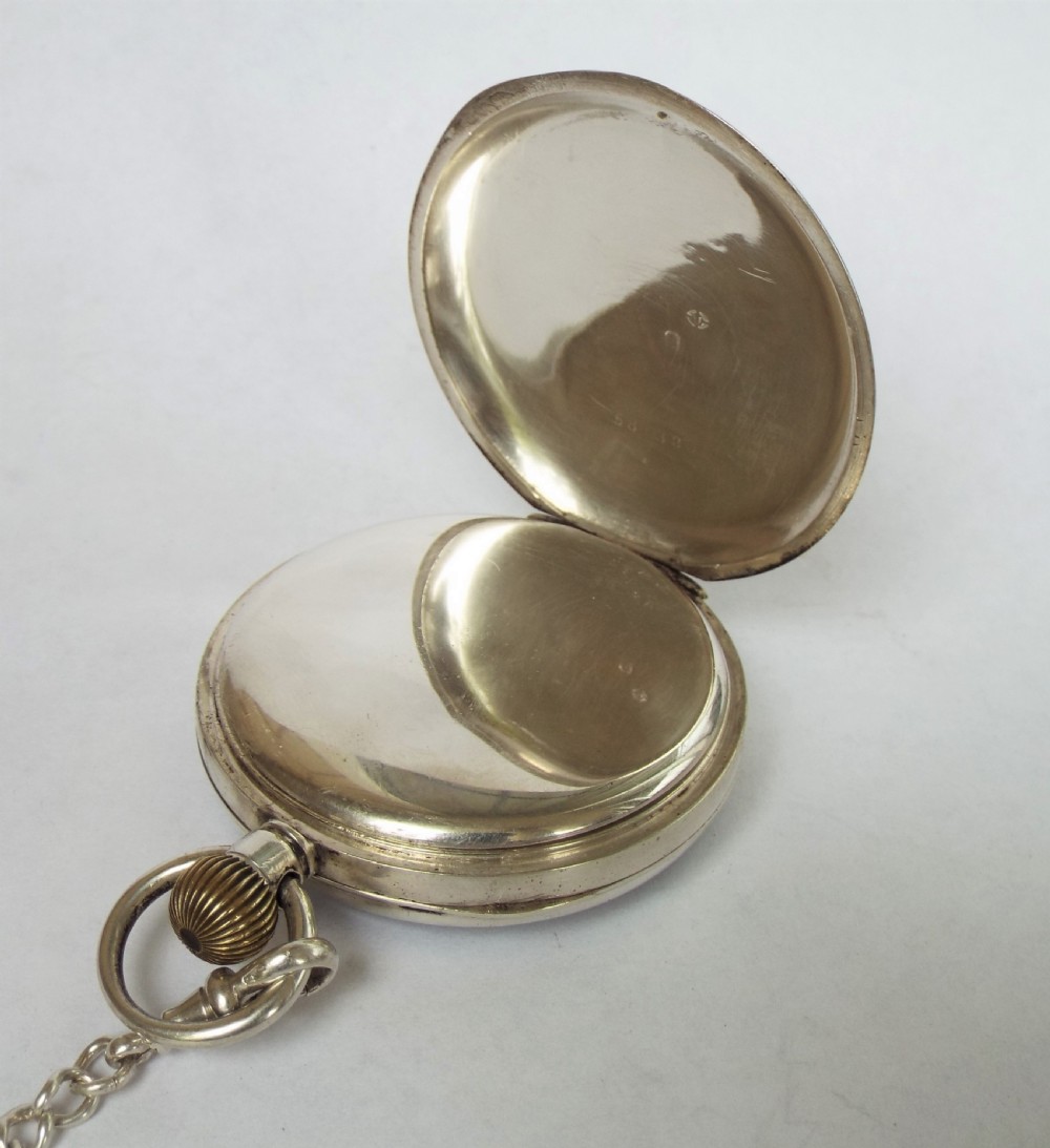 Antique silver Record pocket watch and albert View IV