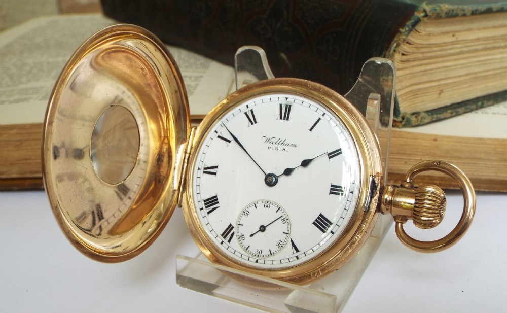 Waltham half hunter pocket watch, 1930