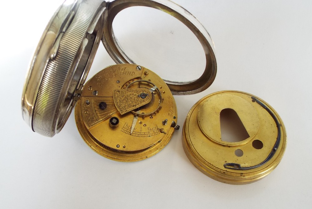 Antique silver fusee pocket watch, Sunderland View IV