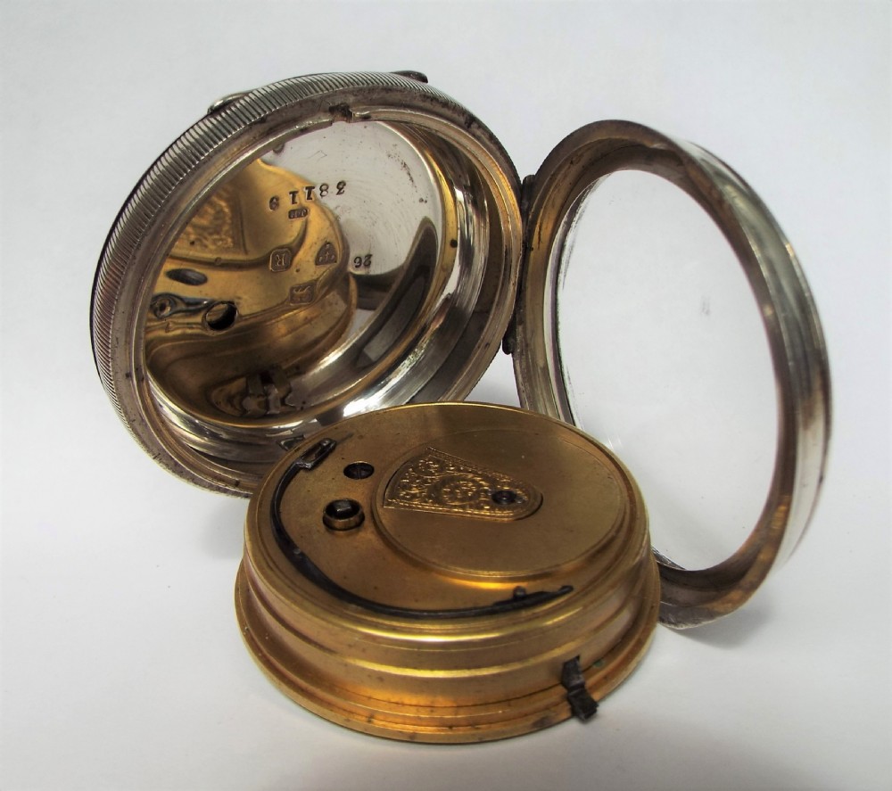 Antique silver fusee pocket watch, Sunderland View V