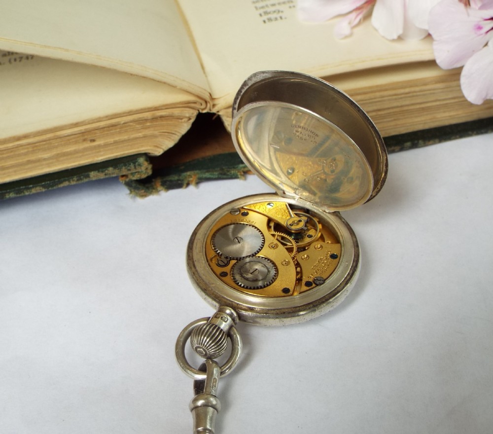 Ladies antique Waltham silver half hunter and albertina View III