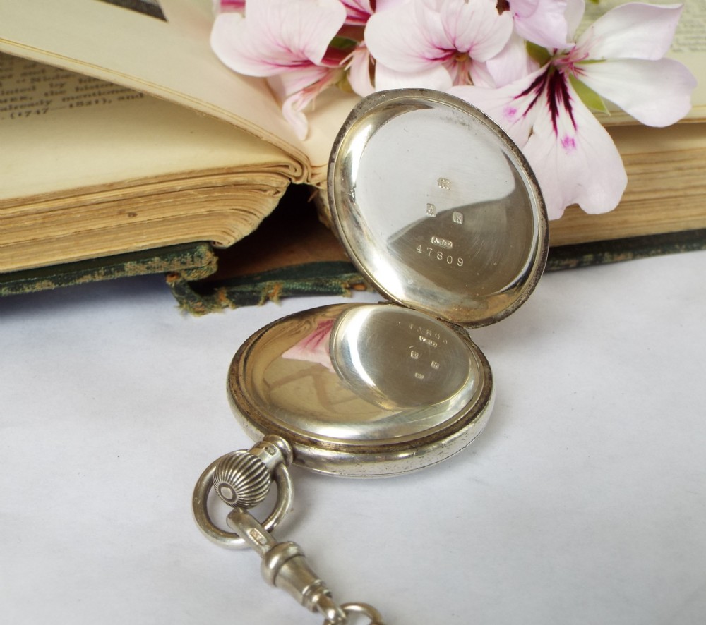 Ladies antique Waltham silver half hunter and albertina View IV