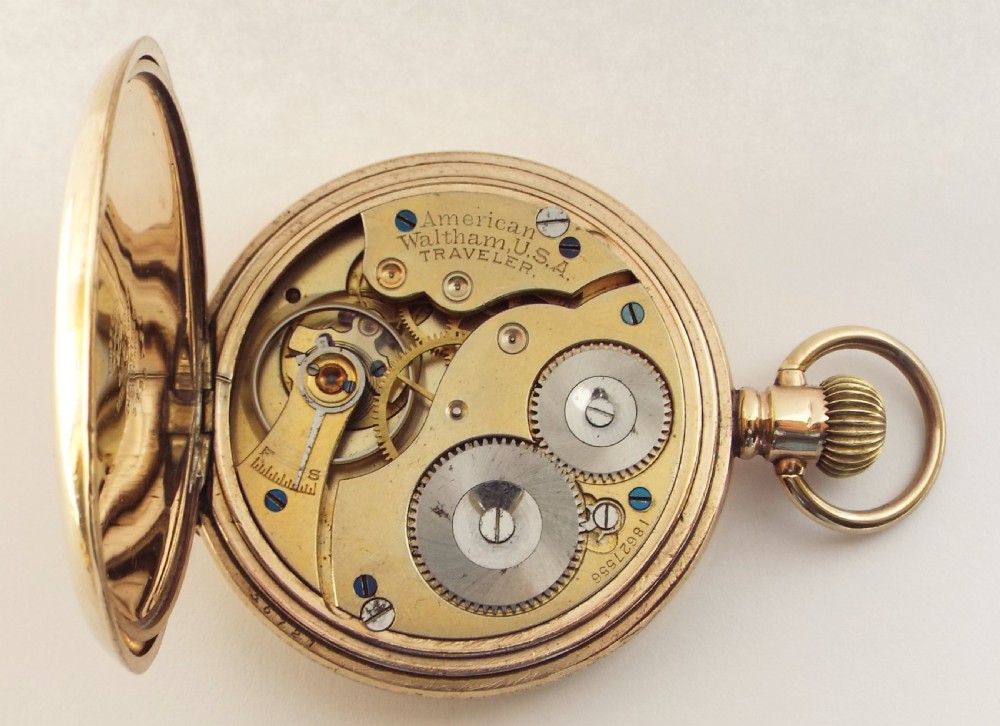 Antique 1912 Waltham Traveler full hunter pocket watch. View V