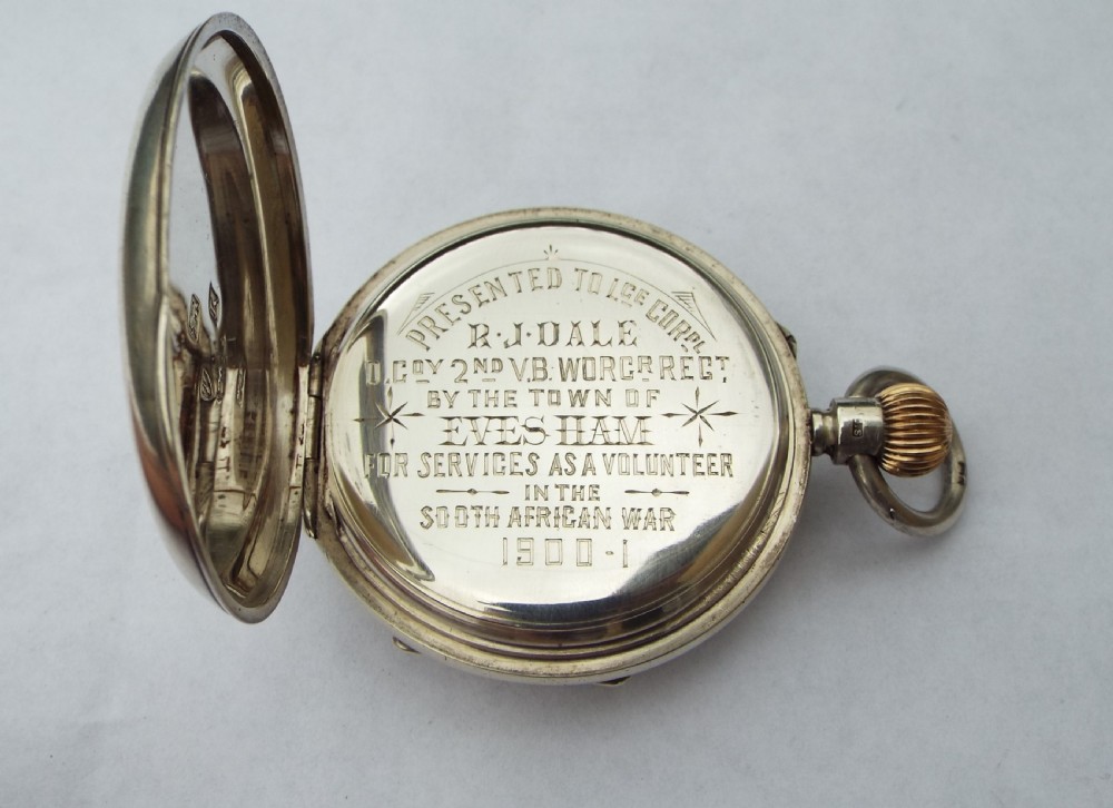 Antique English silver pocket watch, Boer War View IV