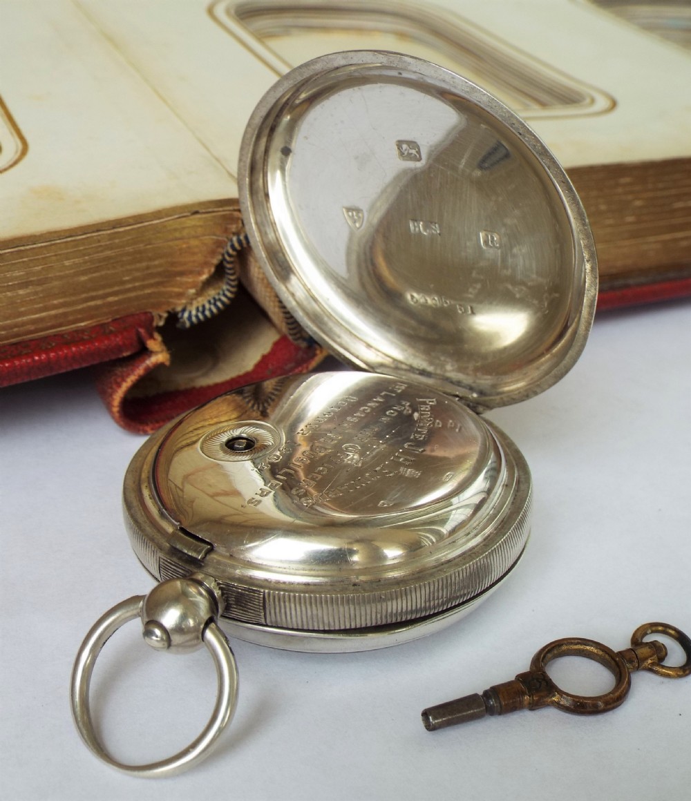 Antique silver pocket watch, military connection View V