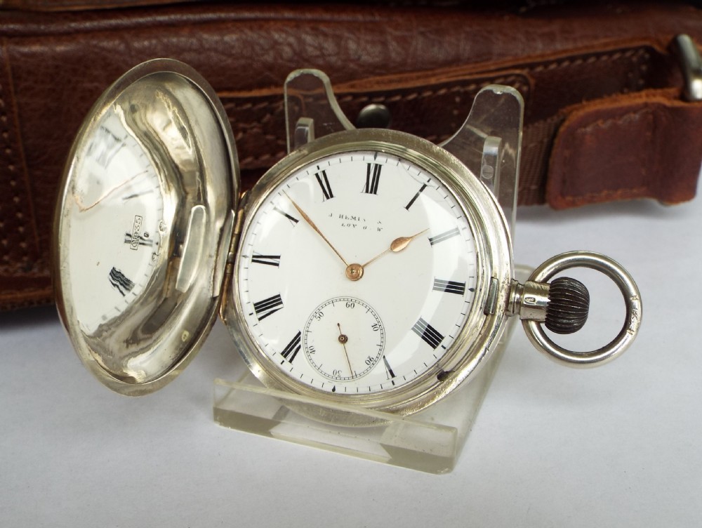 Antique silver Longines full hunter pocket watch