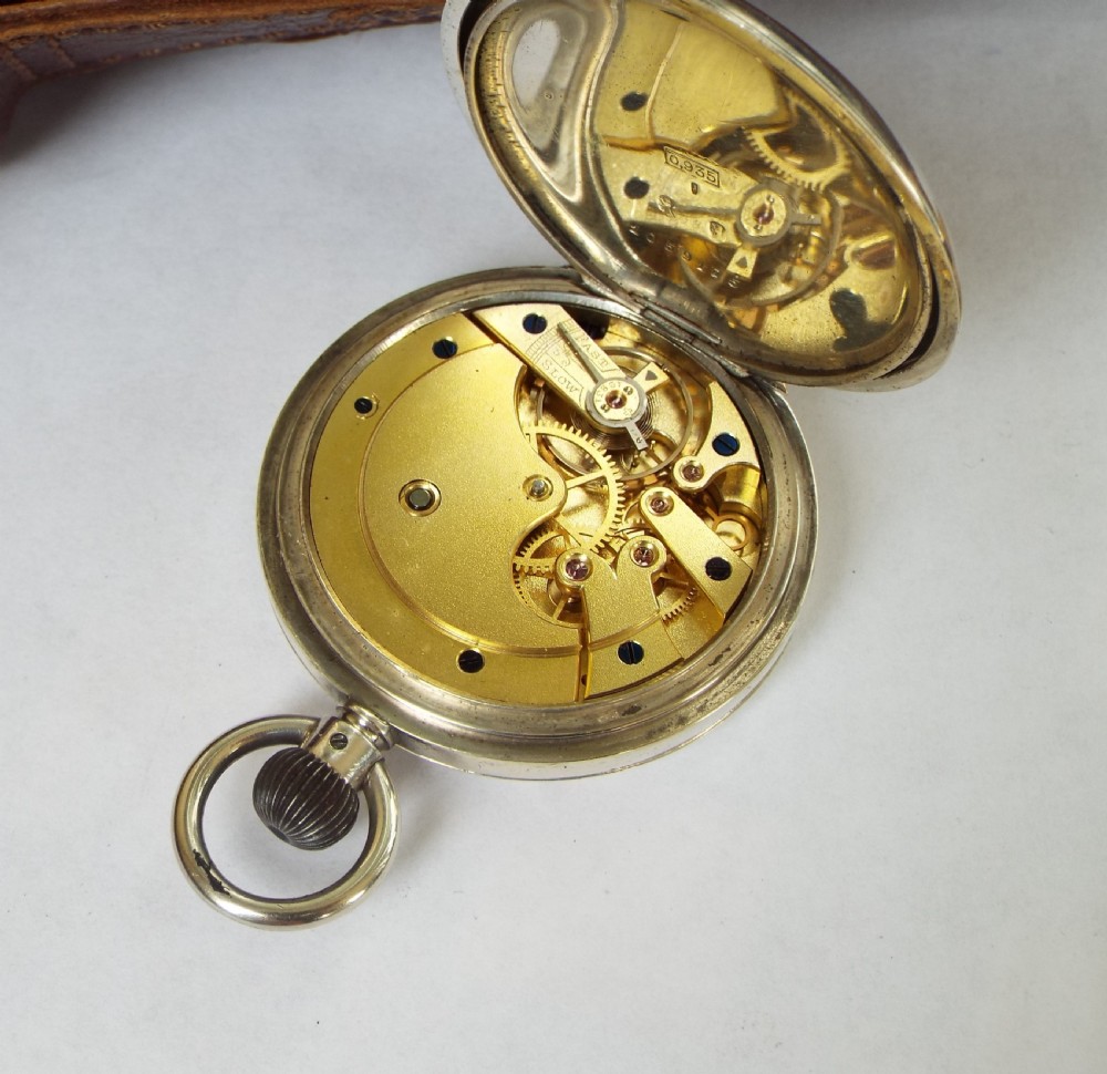 Antique silver Longines full hunter pocket watch View III