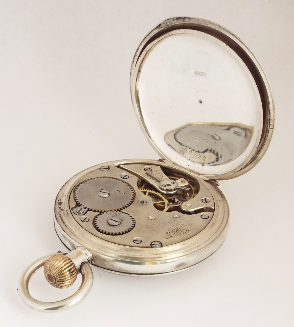 Antique 1919 silver half hunter Record pocket watch. View V