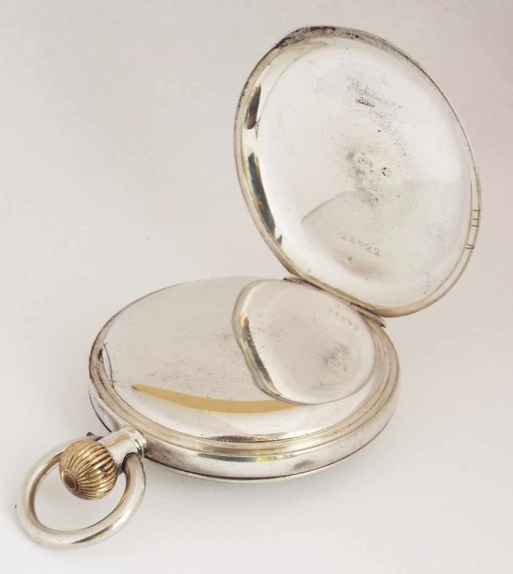 Antique 1919 silver half hunter Record pocket watch. View VI