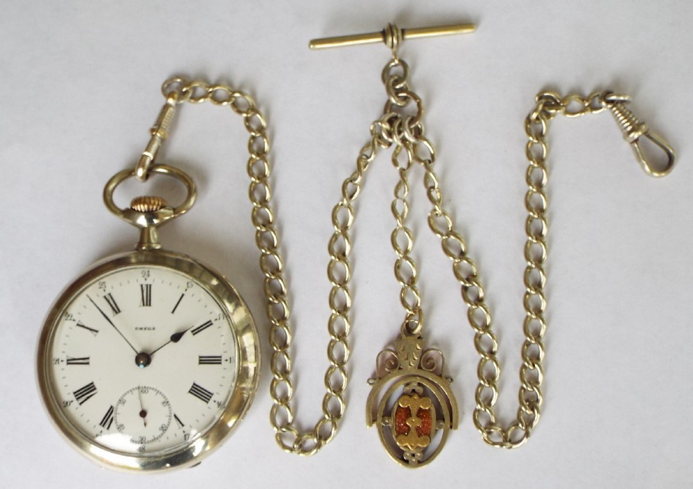 Antique Omega pocket watch and chain View II