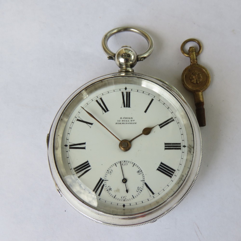 Antique silver pocket watch, cycling connection View II